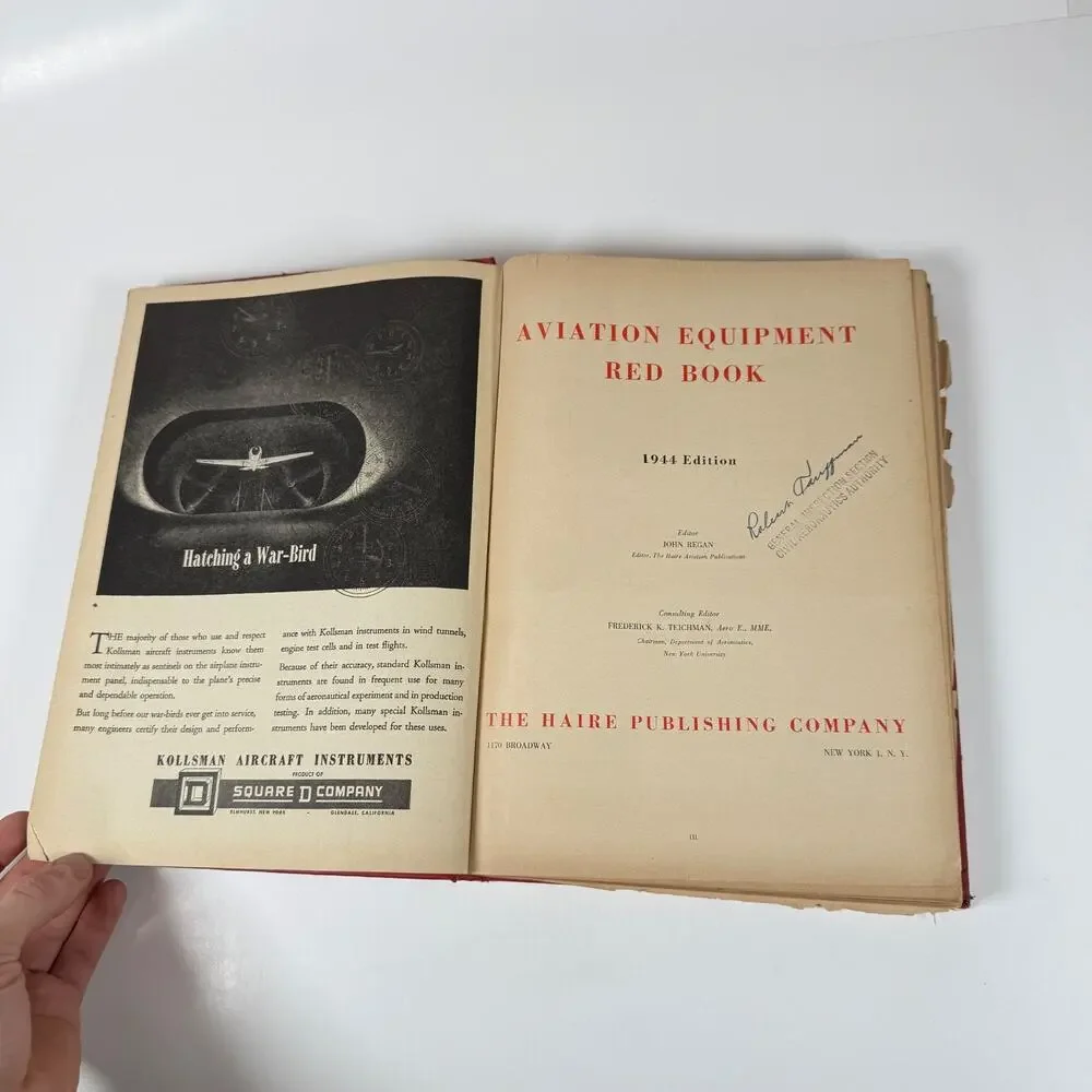 Aviation Equipment Red Book by John Regan 1944 Vintage book